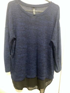 Women’s Navy Blue Layered Hem Sweater